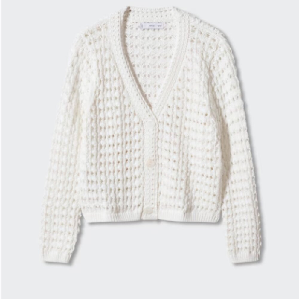 Openwork knit cardigan off-white NWT